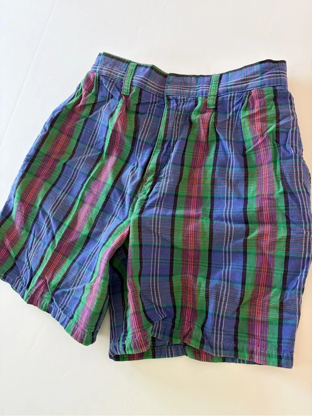 Palmettos Loafers Vintage Vibrant Plaid Shorts Kids Size 12 Classic Preppy